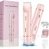 Recortadora eléctrica de doble cabezal, afeitadora 2 en 1 recargable para la zona del bikini, recorte indoloro de vello púbico, facial, axilas y piernas. Apta para todo el cuerpo, portátil e impermeable IPX7.Regalo perfecto para San Valentín.